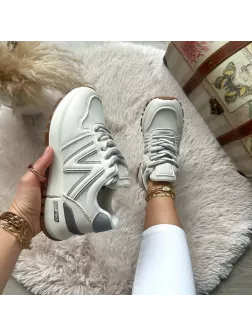 Adidasi dama casual albi cu gri 30664 N7-3